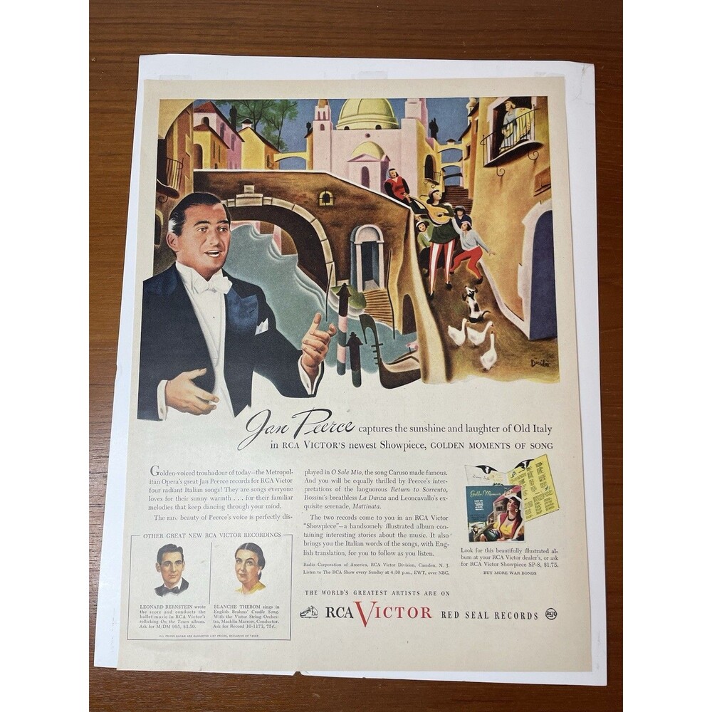 1945 Vintage Original Print Ad RCA Victor Red Seal Records Opera Music 13 X10 in